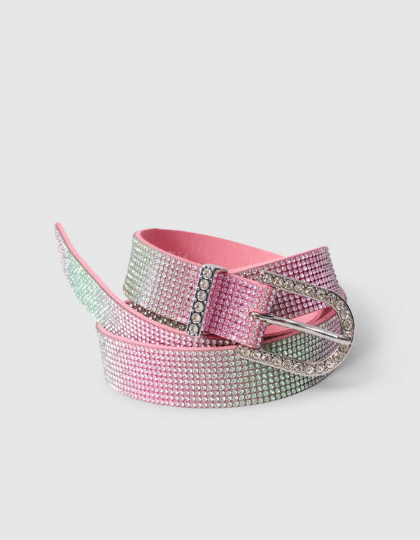 Rainbow Strass Riem Roze SHOEBY ACCESSOIRES