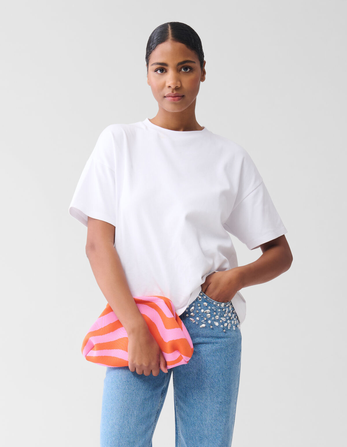 Knitted Clutch Tas Roze SHOEBY ACCESSOIRES