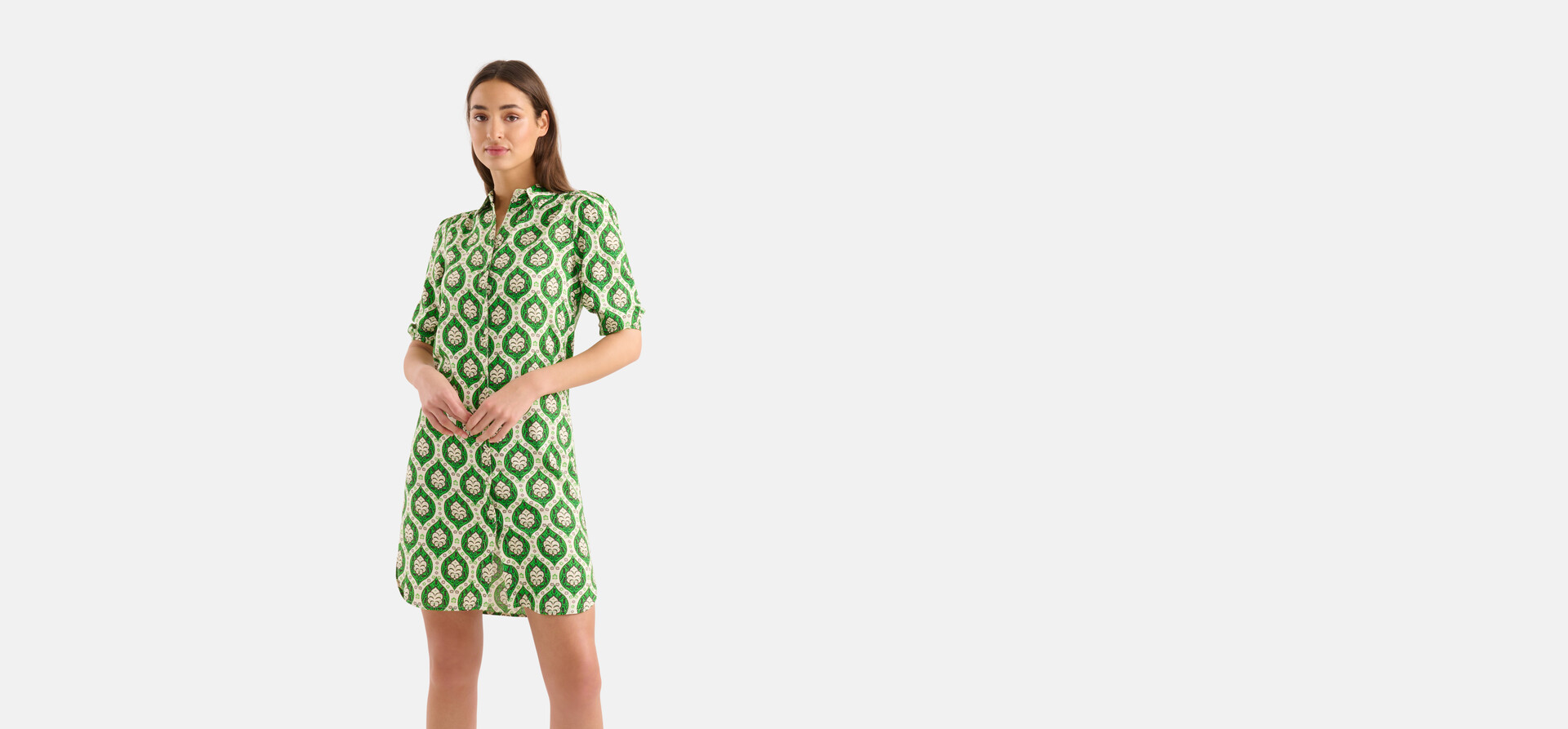 Printed Midi Jurk Groen SHOEBY WOMEN