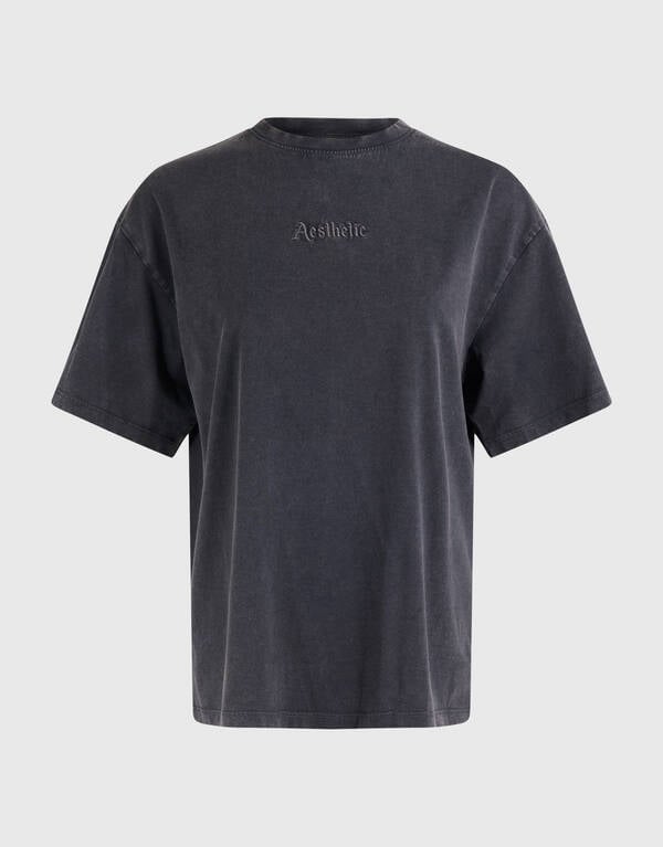 Oversized Washed T-shirt Donkergrijs SHOEBY WOMEN
