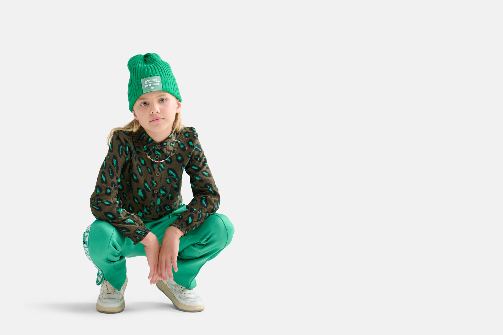 Leopard Blouse Donkergroen SHOEBY GIRLS