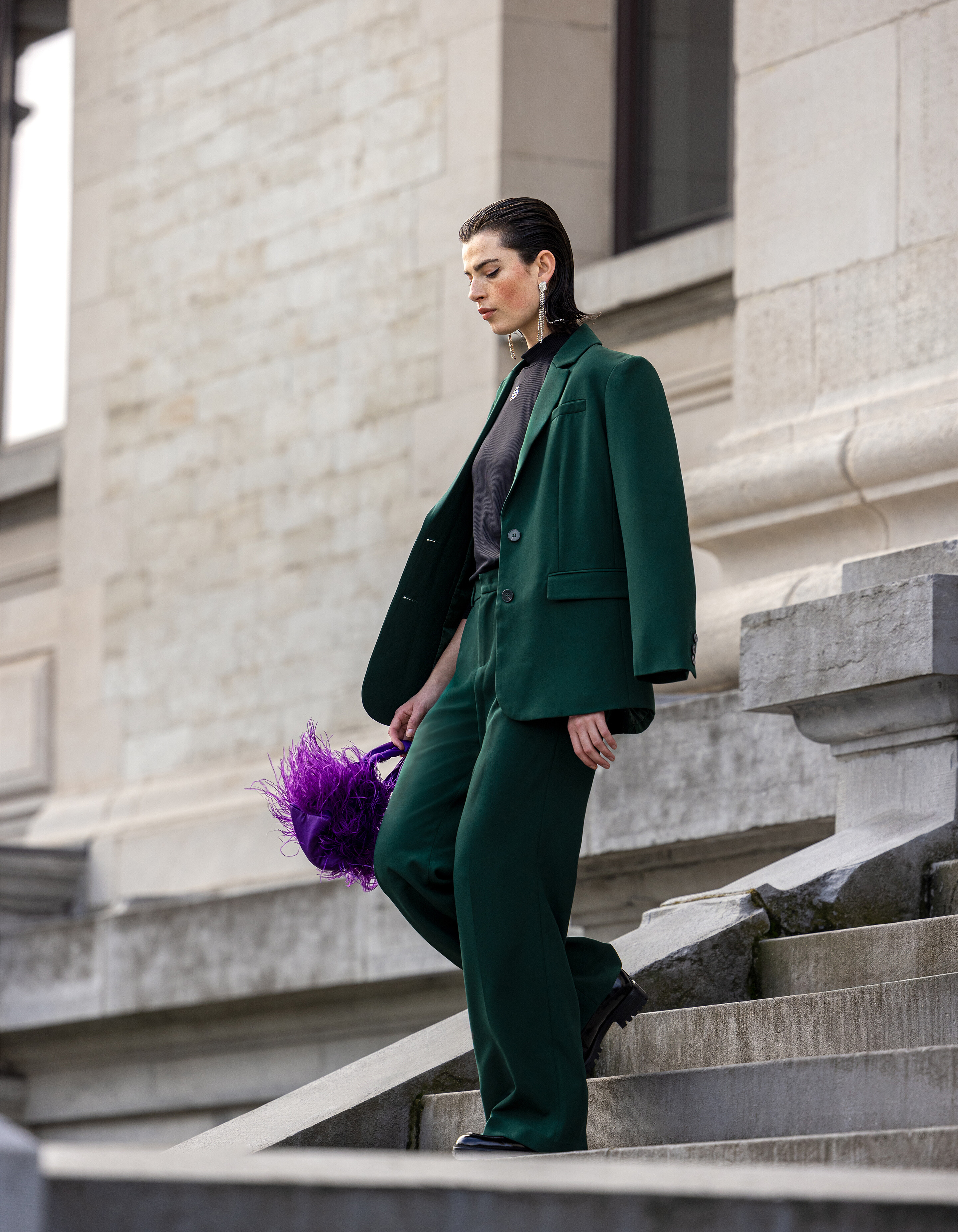 Oversized Basis Blazer Donkergroen SHOEBY WOMEN