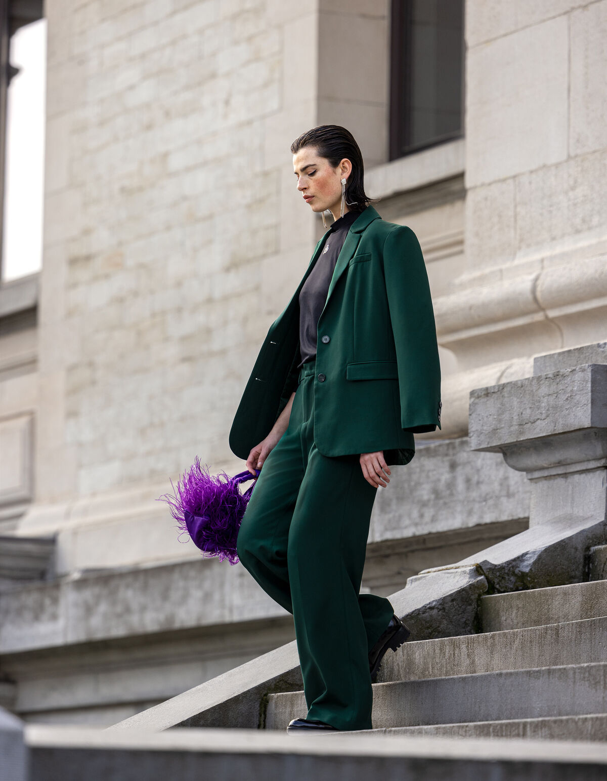Oversized Basis Blazer Donkergroen SHOEBY WOMEN