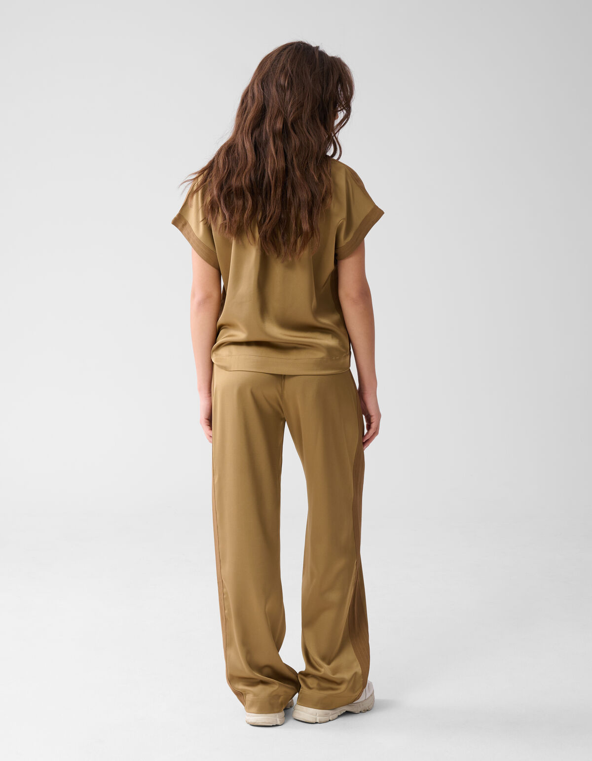 Satijnen Wide Leg Broek Camel SHOEBY WOMEN