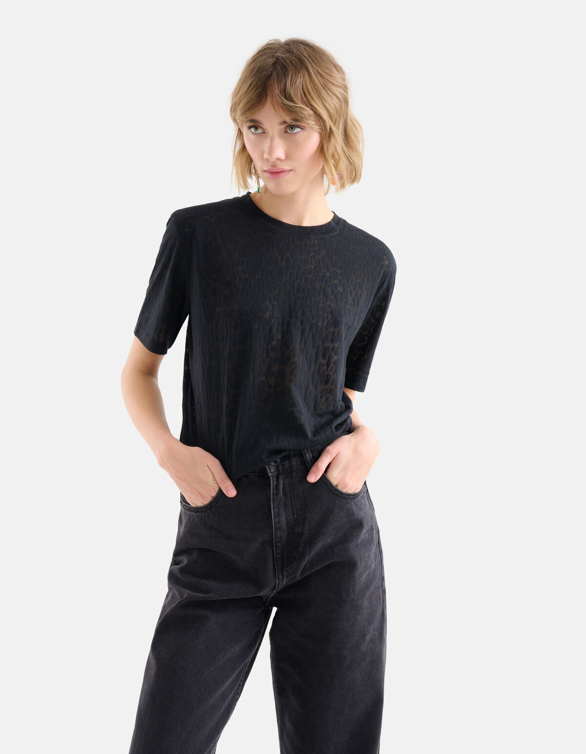 Burn Out T-shirt Donkergrijs SHOEBY WOMEN