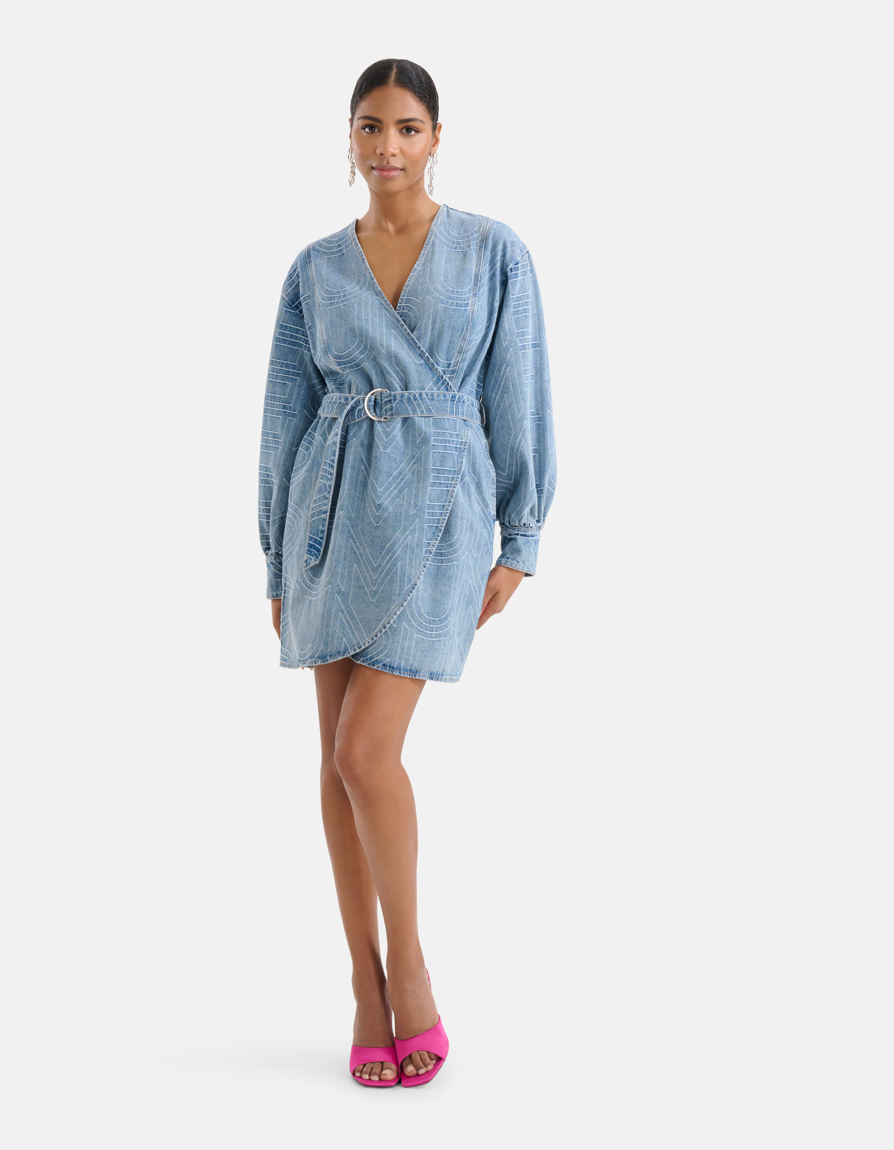 Jacquard Denim Jurk Mediumstone SHOEBY WOMEN