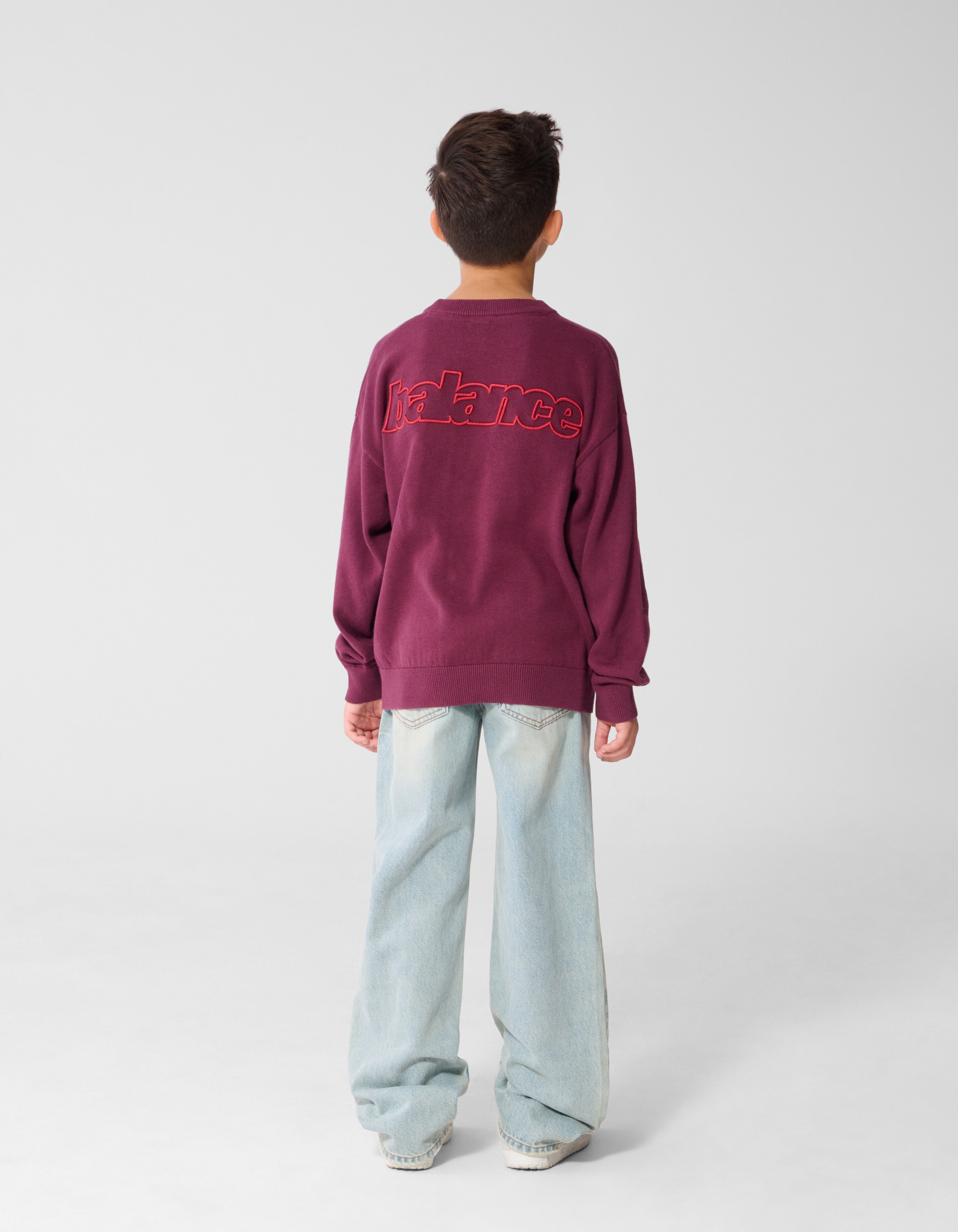 Oversized Fit Gebreide Trui Donkerrood SHOEBY BOYS