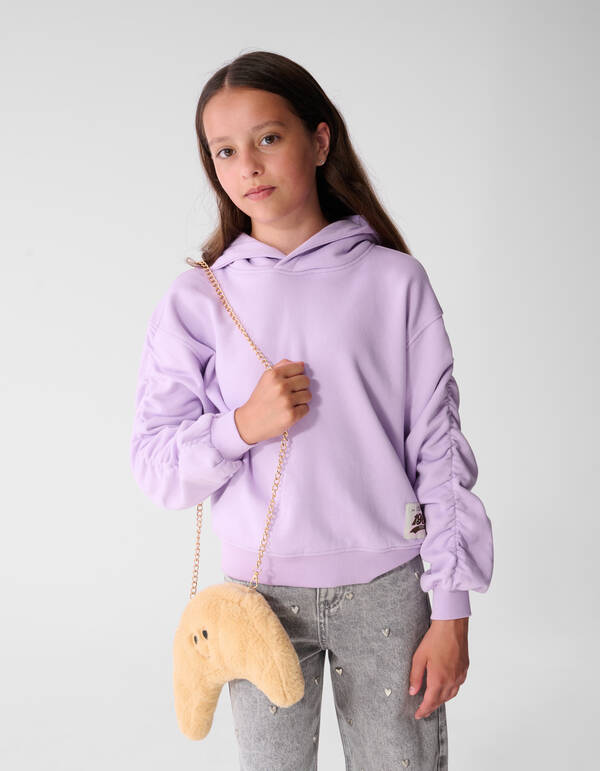 Gathered Sleeve Hoodie Paars SHOEBY GIRLS