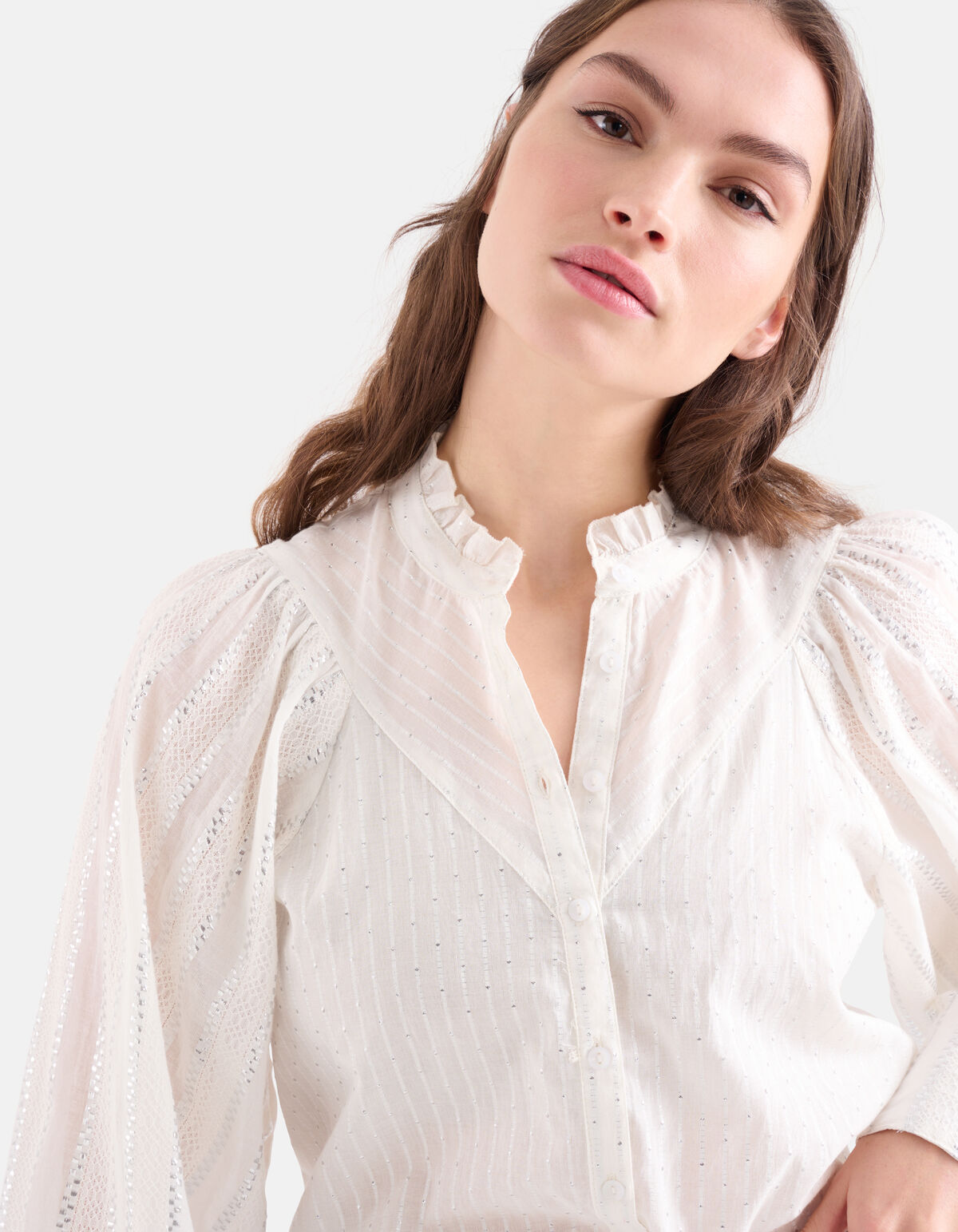Lurex Voile Blouse Wit SHOEBY WOMEN