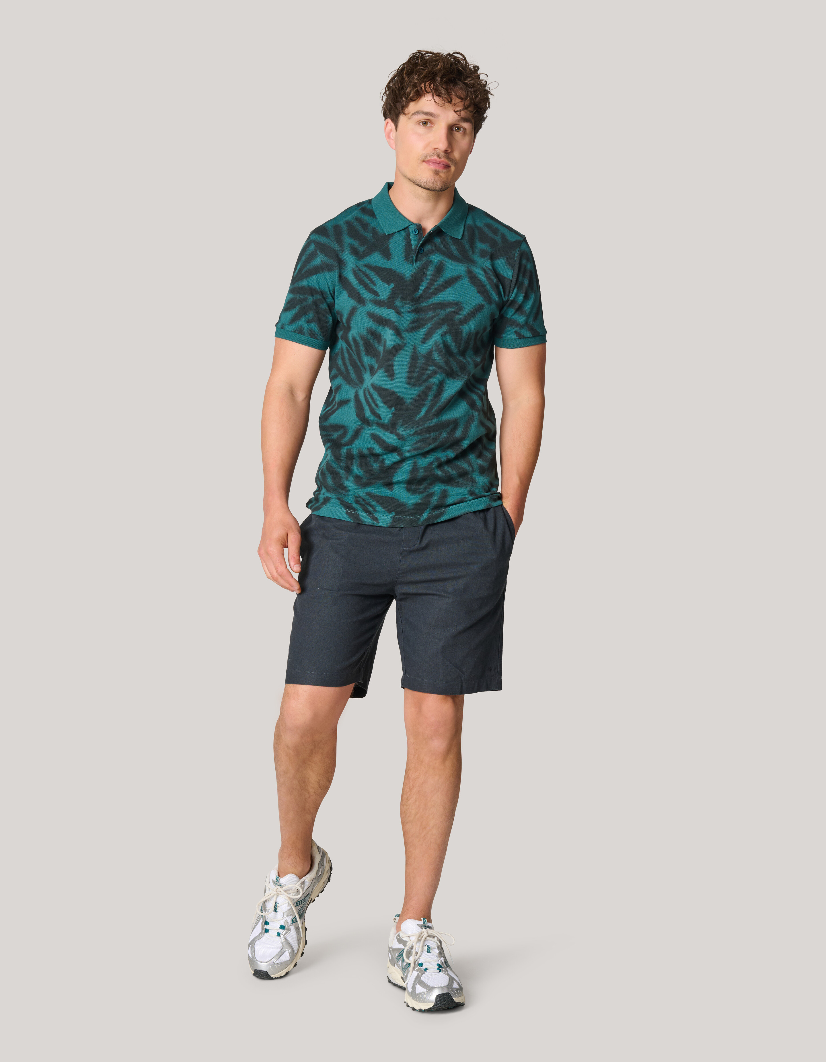 Leaf Print Polo Turquoise SHOEBY MEN
