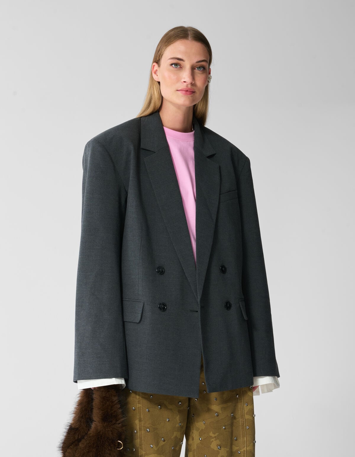 Oversized Blazer Grijs SHOEBY WOMEN