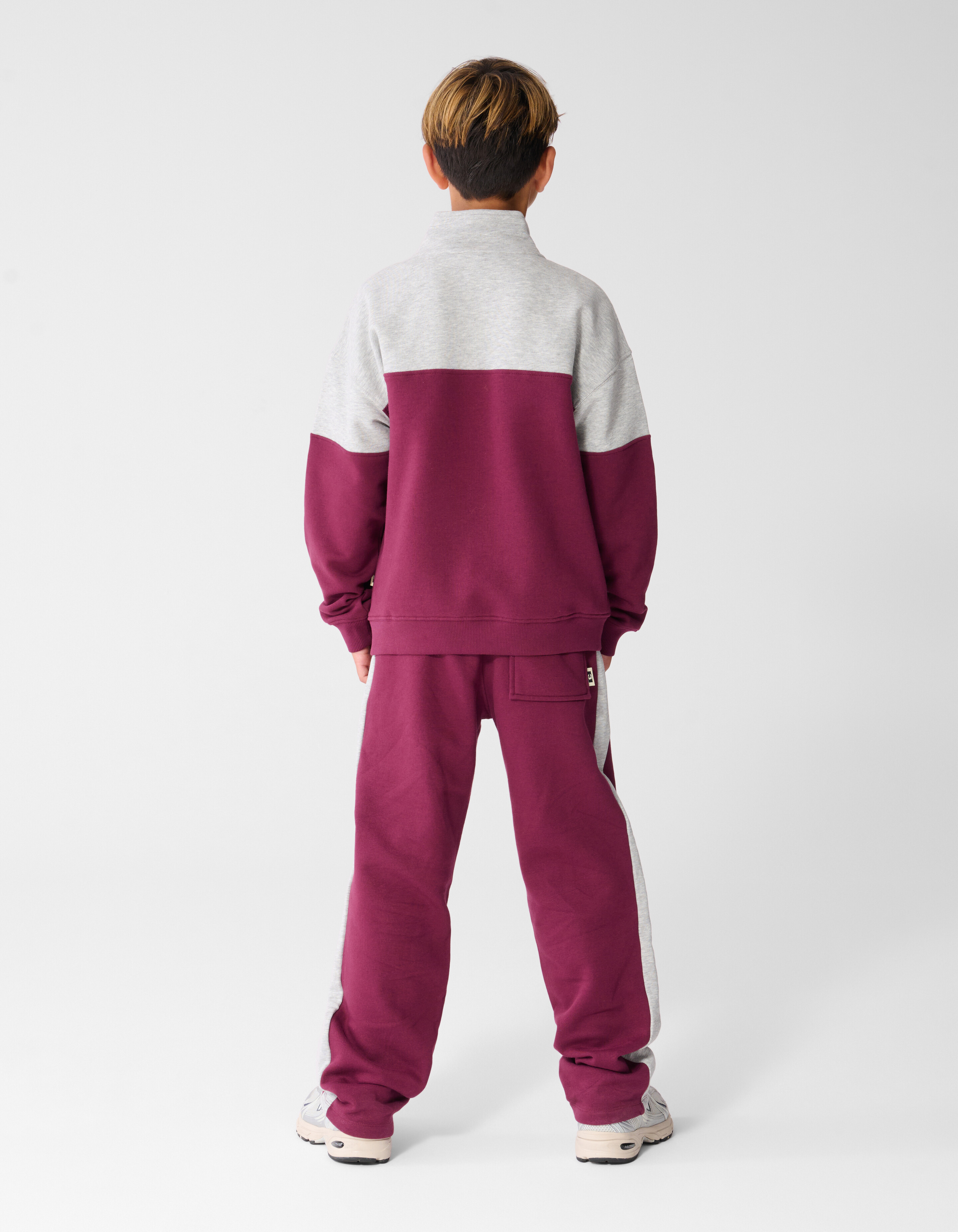 Sporty Zip Sweater Grijs/Donkerrood SHOEBY BOYS