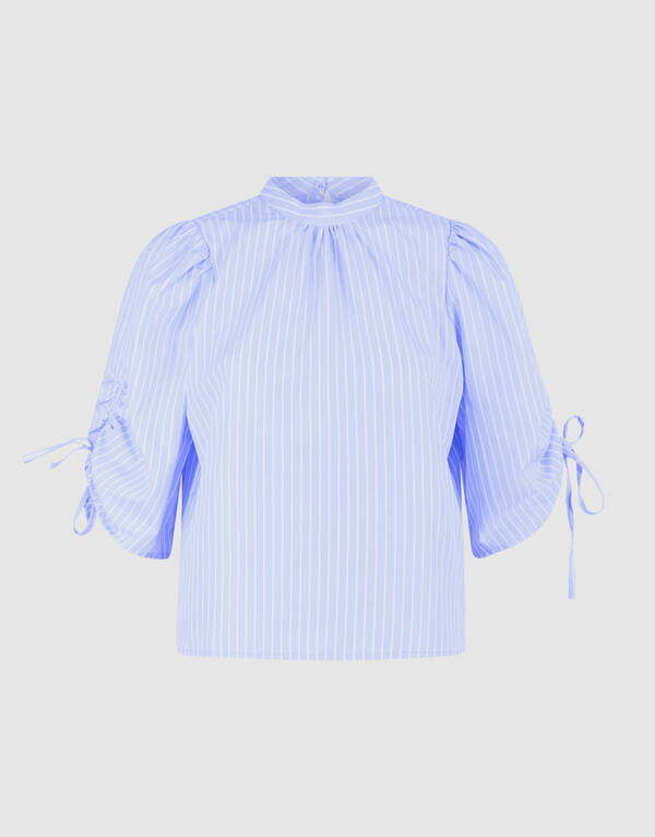 Pinstripe Cord Sleeve Blouse Lichtblauw SHOEBY WOMEN
