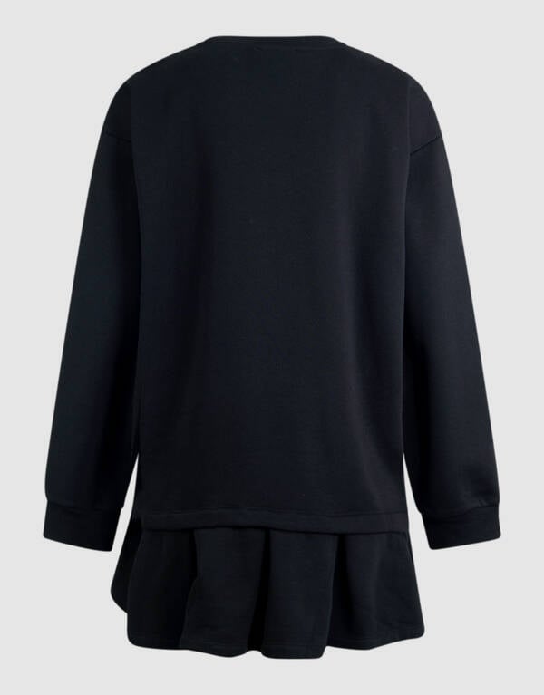 Oversized Sweat Ruffle Jurk Zwart By Fred SHOEBY WOMEN