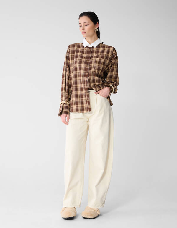 Oversized Ruiten Blouse Bruin SHOEBY WOMEN