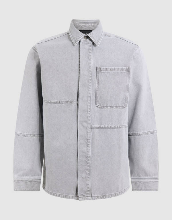 Patched Denim Overshirt Grijs SHOEBY MEN