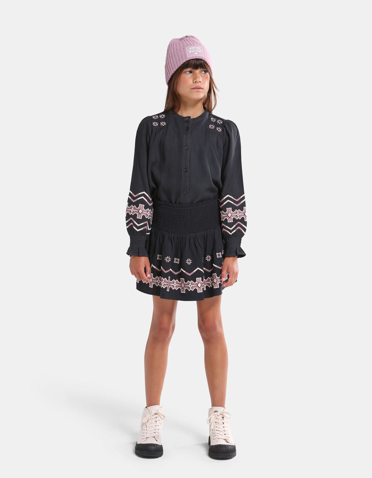 Embroidery Blouse Donkergrijs SHOEBY GIRLS
