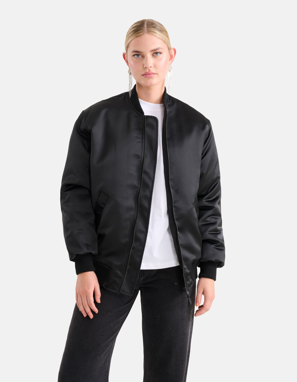 Satijnen Bomberjack Zwart SHOEBY WOMEN