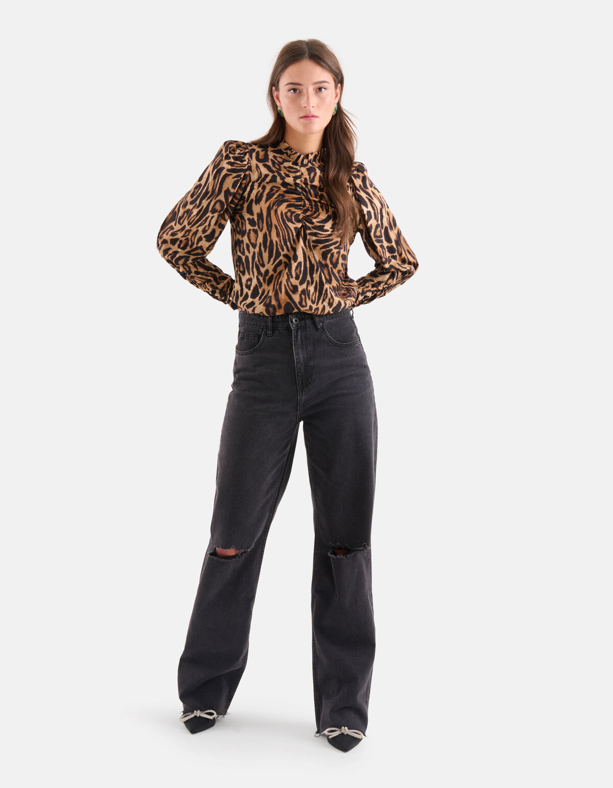 Puffy Sleeve Top Print SHOEBY WOMEN