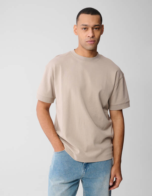 Cuffed Logo T-shirt Lichtbruin SHOEBY MEN