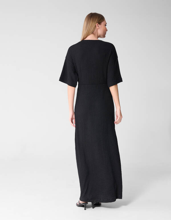 Organic Crinkle Maxi Jurk Zwart SHOEBY WOMEN