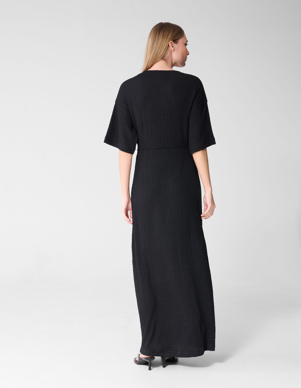 Organic Crinkle Maxi Jurk Zwart SHOEBY WOMEN