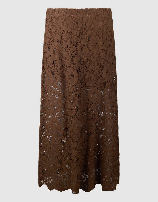 Kanten Maxi Rok Bruin SHOEBY WOMEN