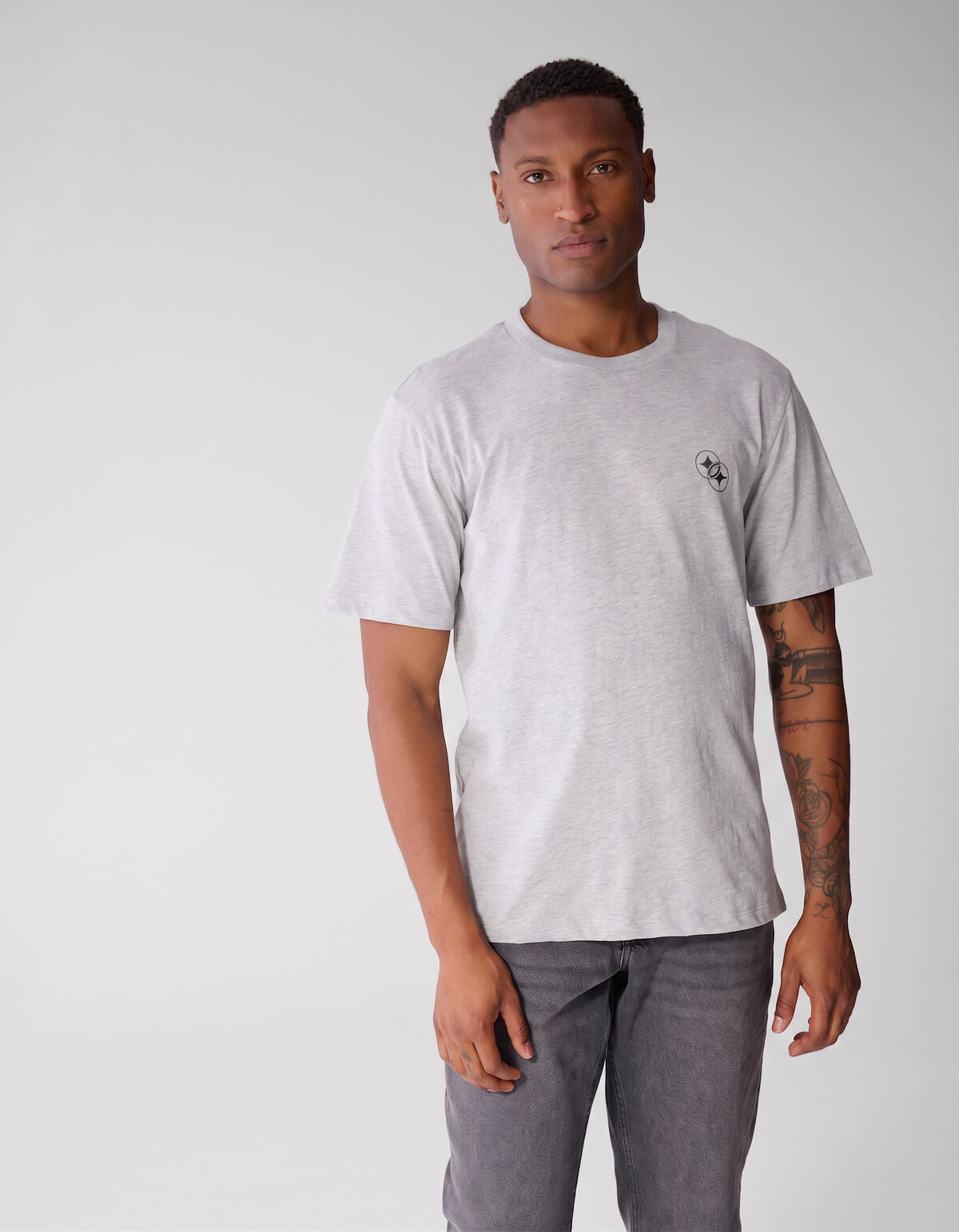 Diagonal T-shirt Lichtgrijs SHOEBY MEN