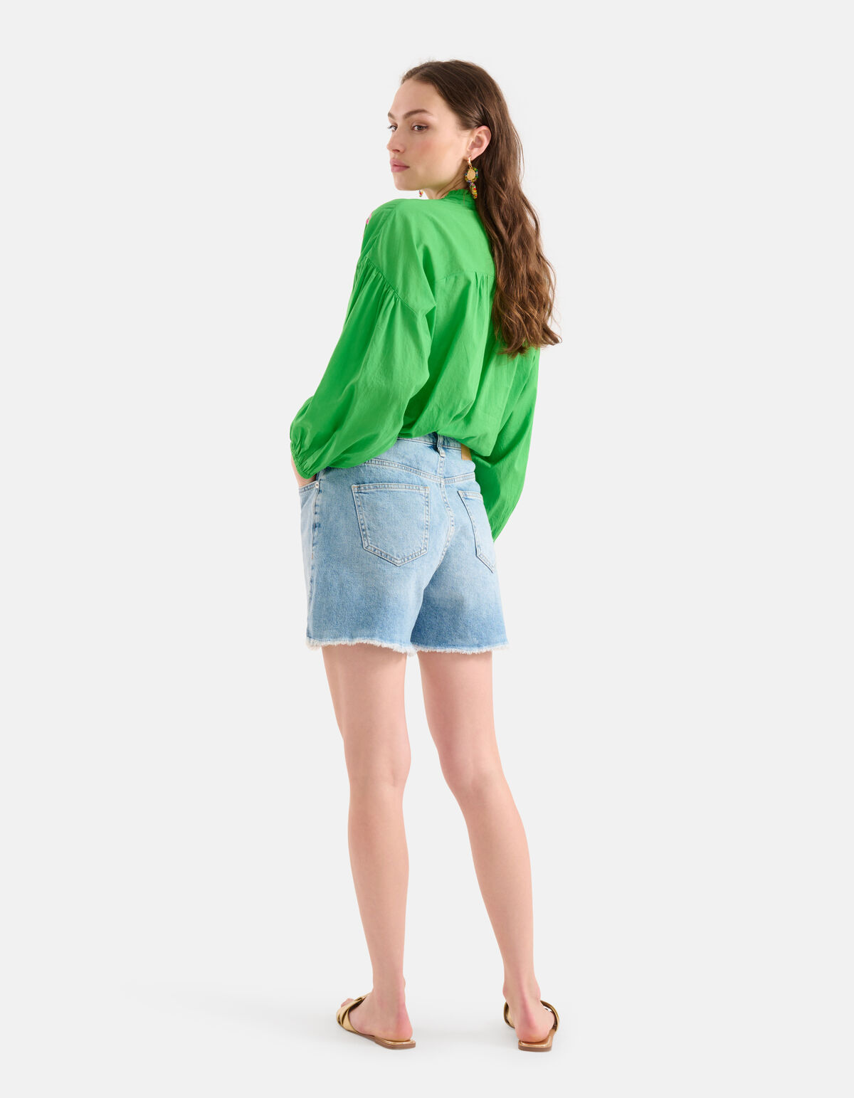 Embroidery Blouse Groen SHOEBY WOMEN