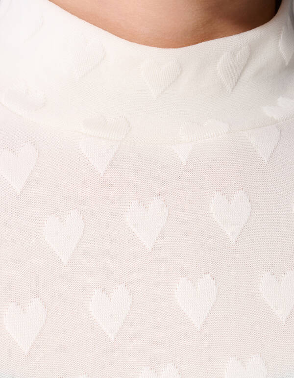 All Over Heart Print Top Gebroken Wit SHOEBY GIRLS