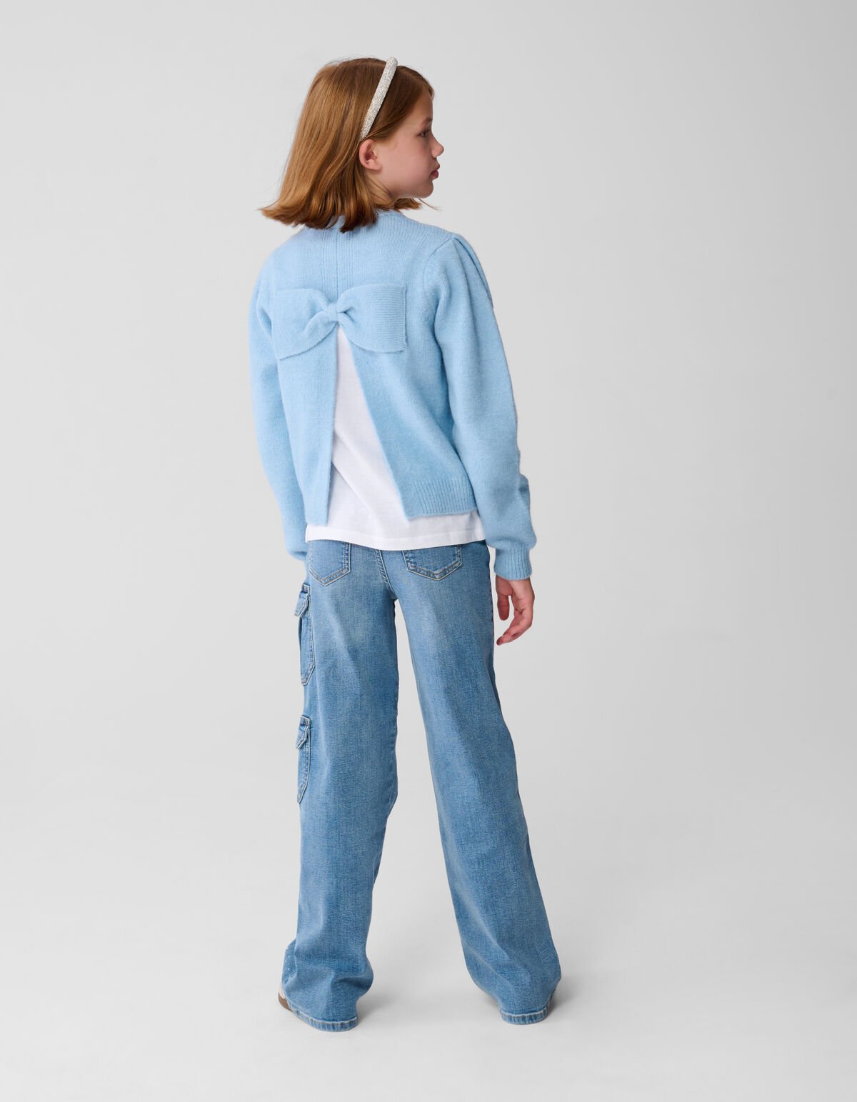 Open Back Strik Trui Lichtblauw SHOEBY GIRLS
