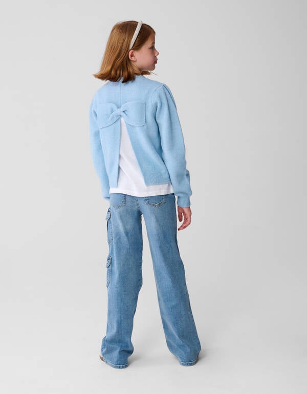 Open Back Strik Trui Lichtblauw SHOEBY GIRLS