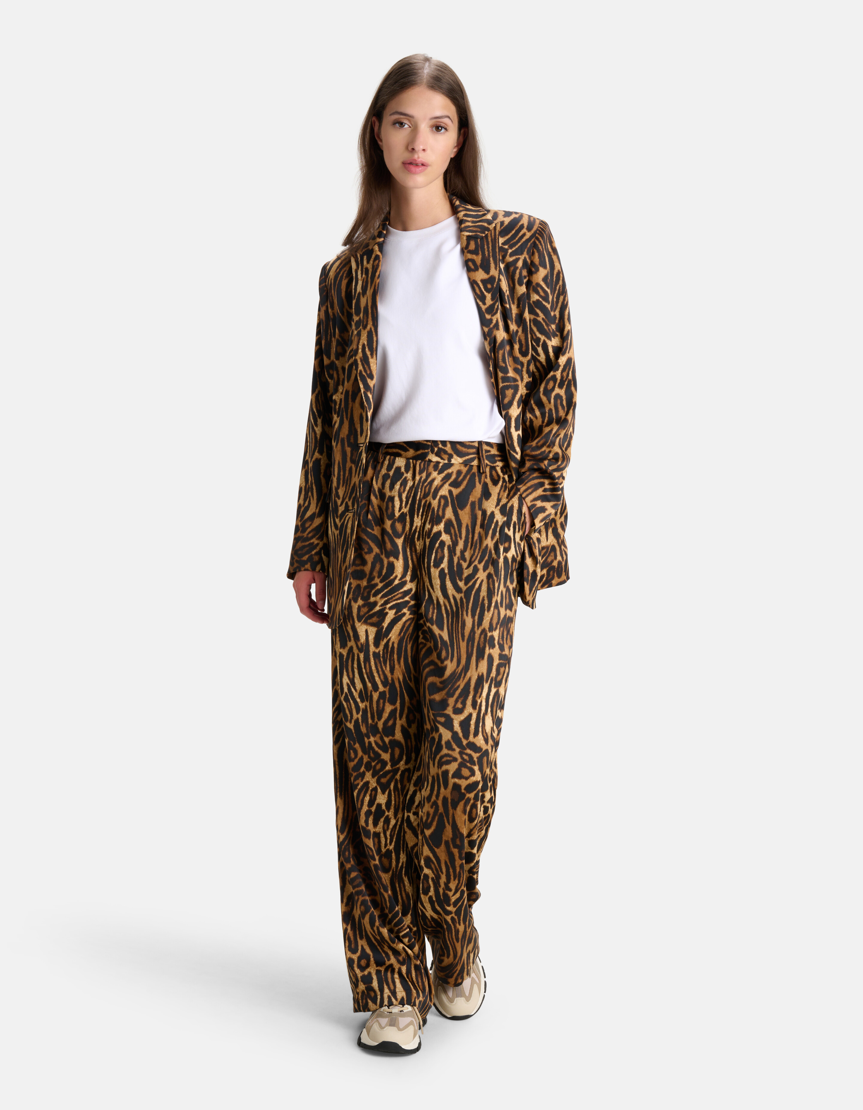 Satijnen Leopard Print Broek Bruin SHOEBY WOMEN