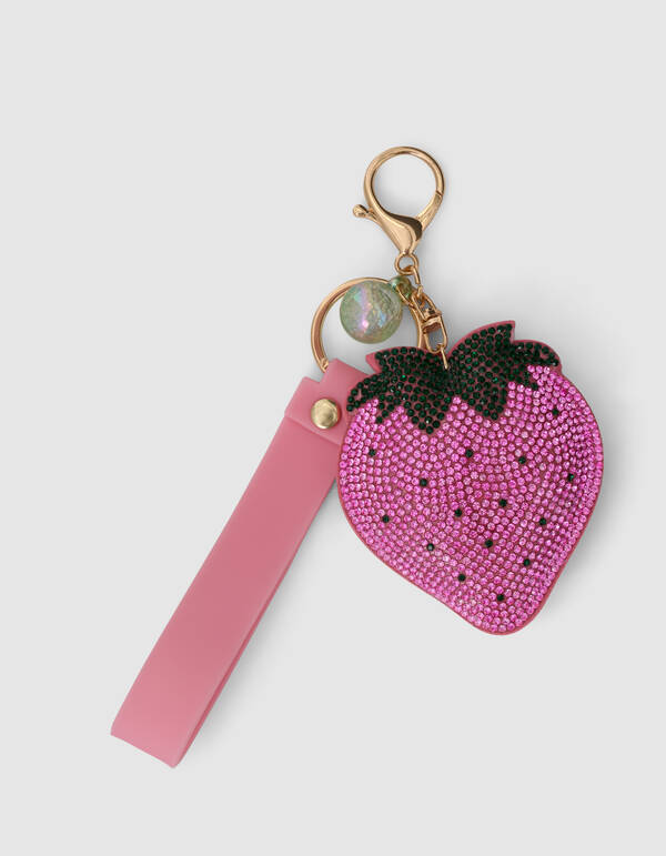 Strawberry Strass Sleutelhanger Roze SHOEBY ACCESSOIRES