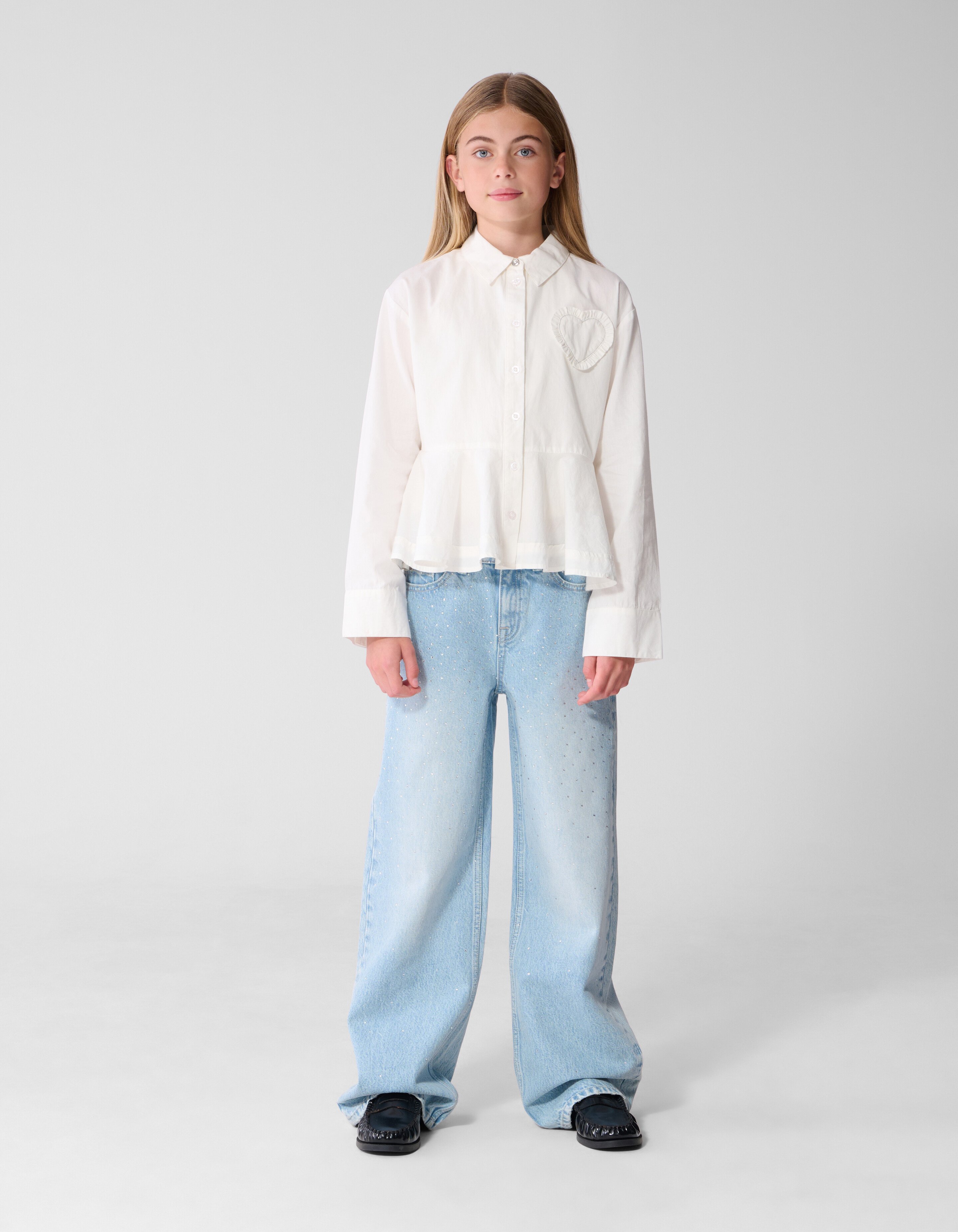 Peplum Hart Blouse Wit SHOEBY GIRLS