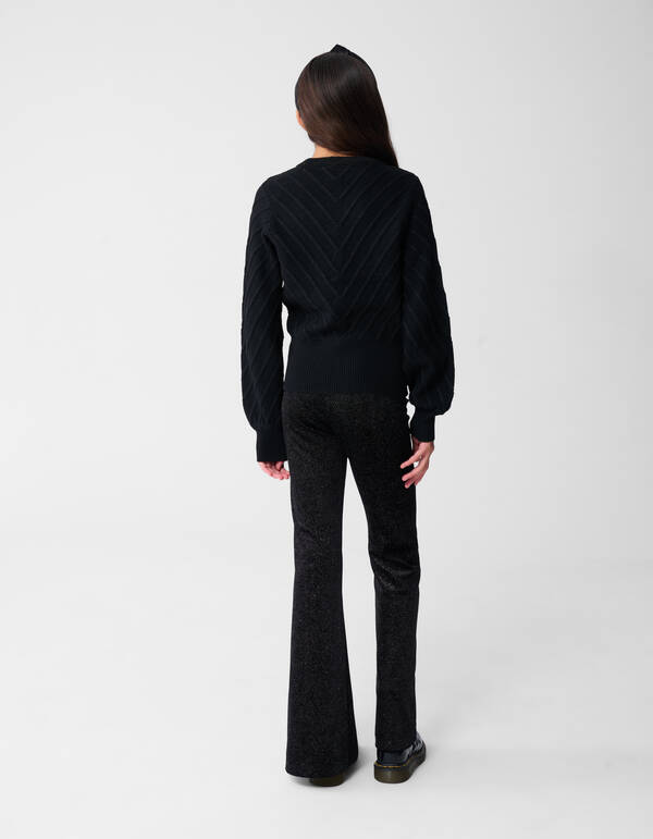 Velvet Wide Leg Broek Zwart SHOEBY GIRLS