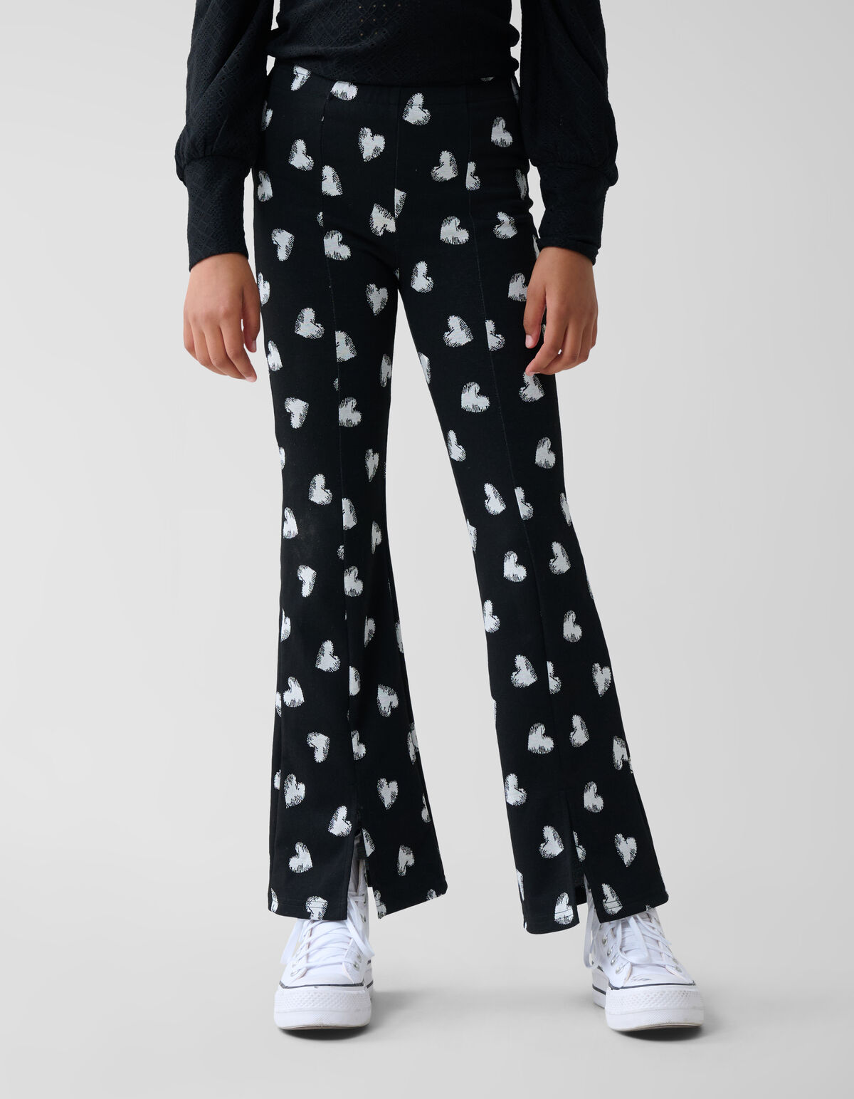 Heart Printed Flared Legging Zwart SHOEBY GIRLS