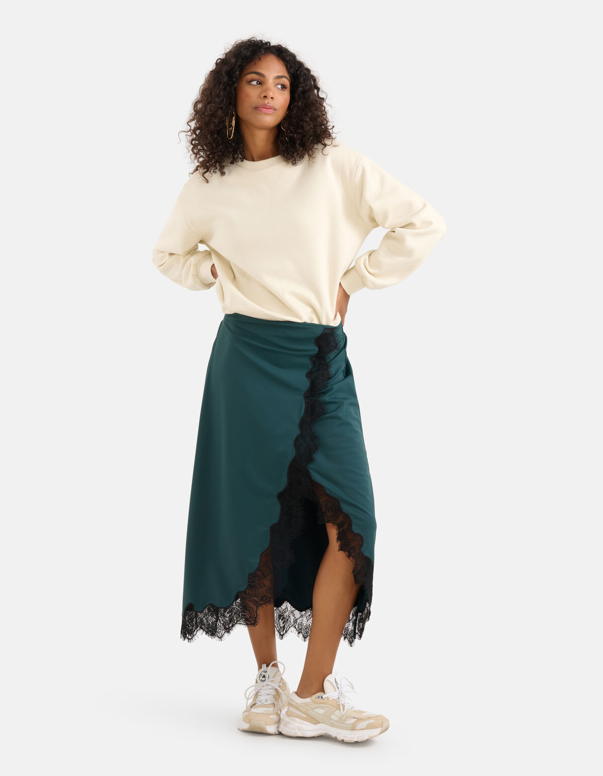 Kanten Travel Rok Donkergroen SHOEBY WOMEN