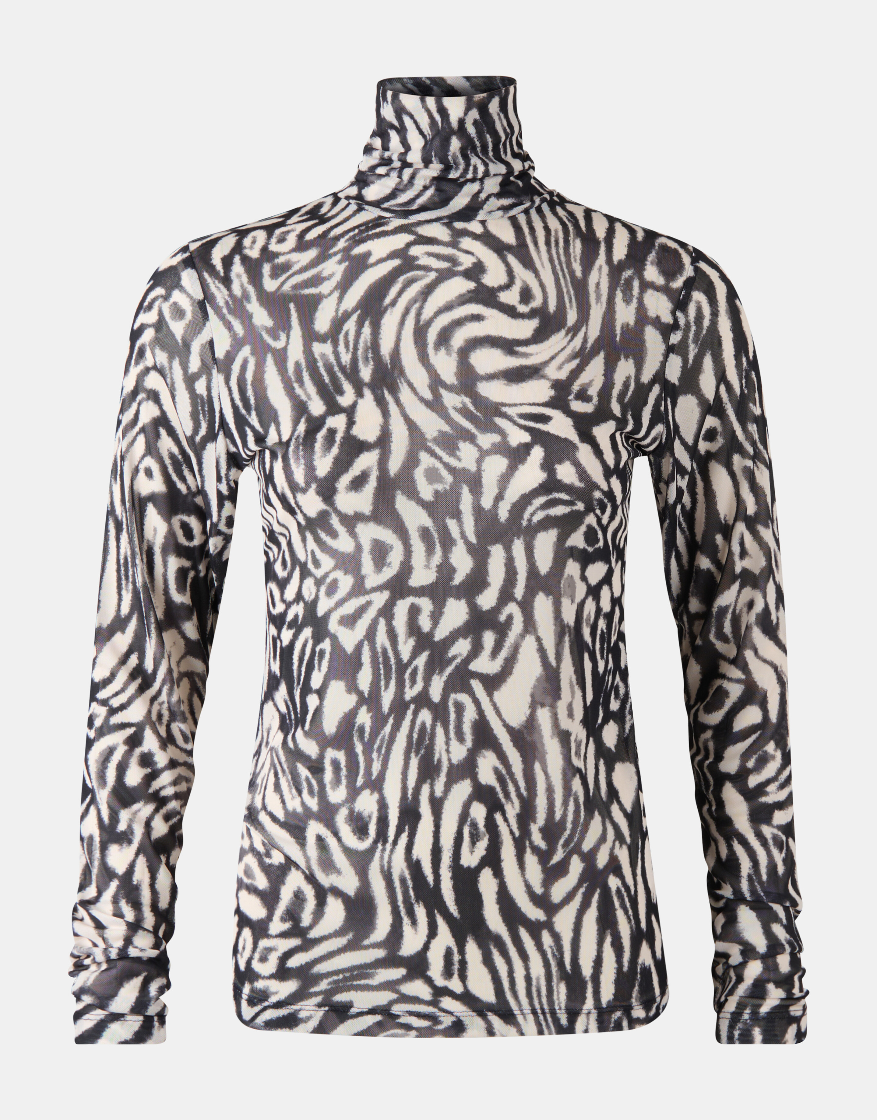 Leopard Print Mesh Top Zwart/Wit SHOEBY WOMEN