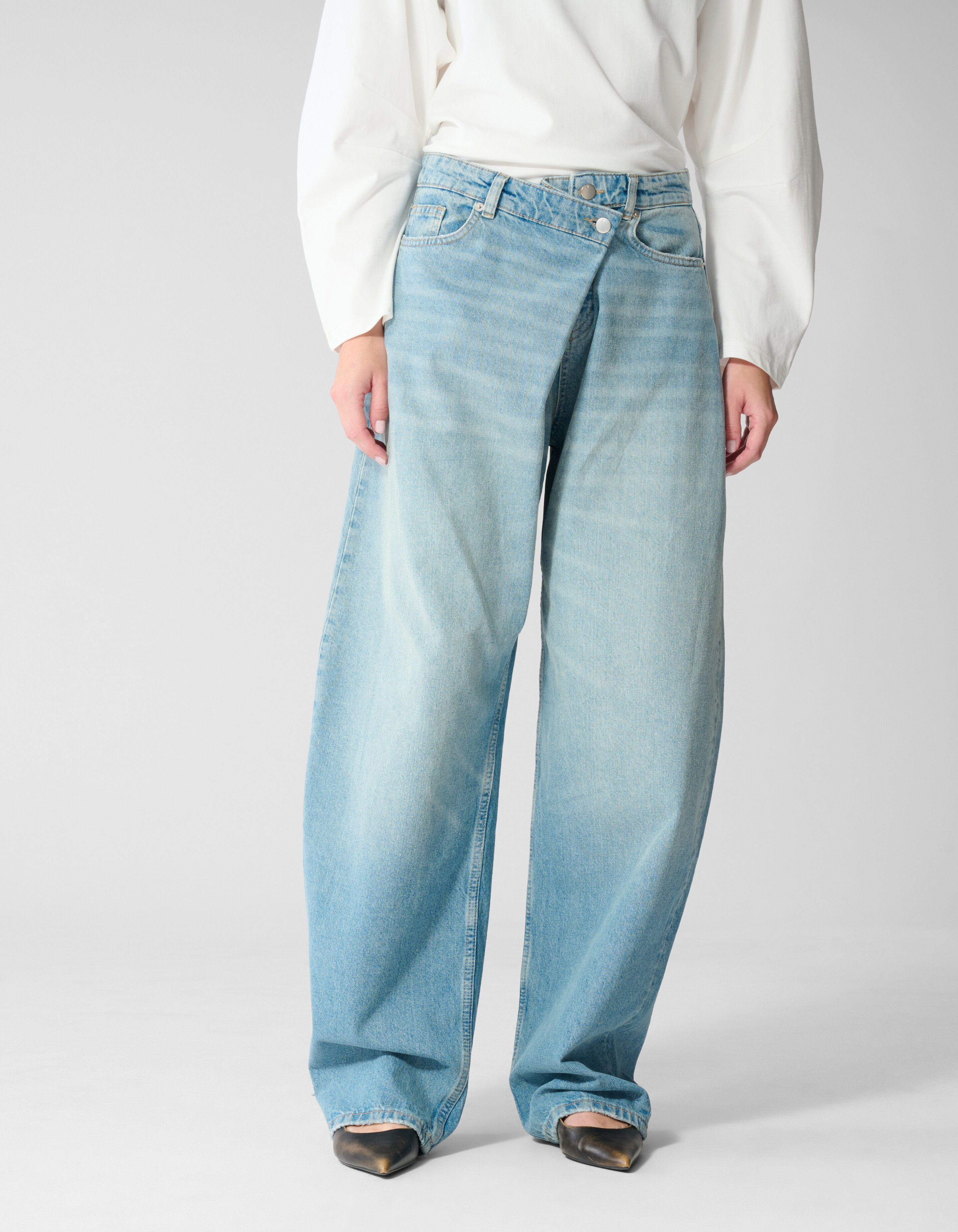 Folded Baggy Fit Jeans Mediumstone SHOEBY WOMEN