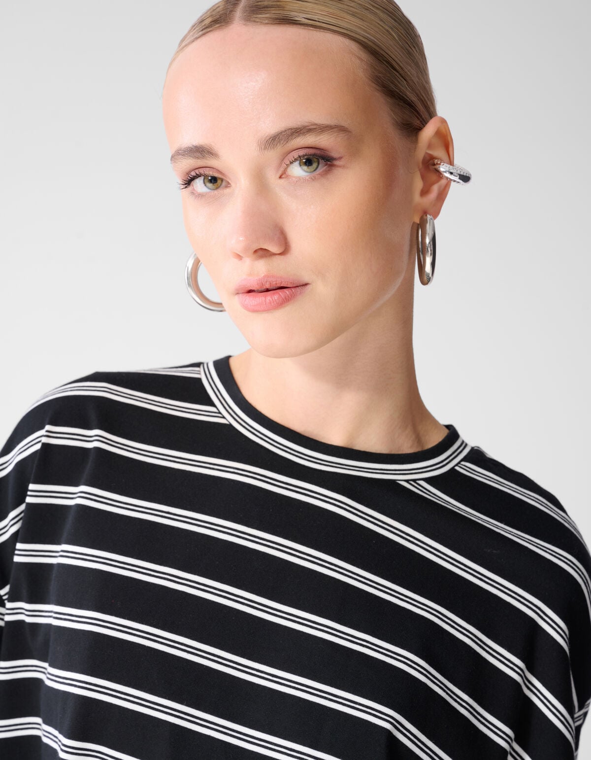 Scarf Striped T-shirt Zwart/Wit SHOEBY WOMEN