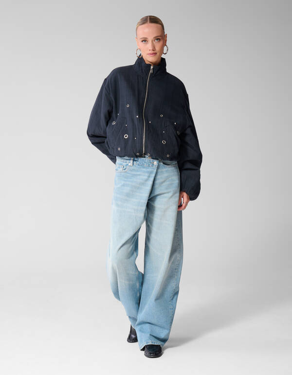 Cropped Ruiten Bomber Donkerblauw SHOEBY WOMEN