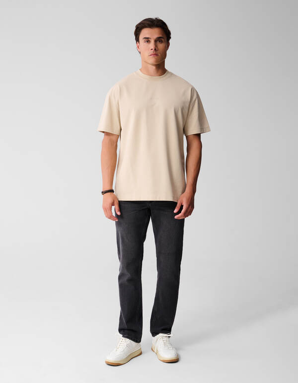 Washed Straight Fit Jeans Zwart L32 SHOEBY MEN