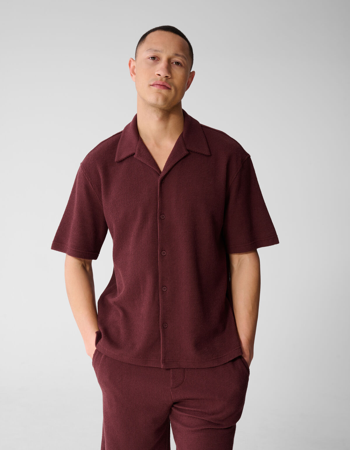 Rib Overhemd Donkerrood SHOEBY MEN