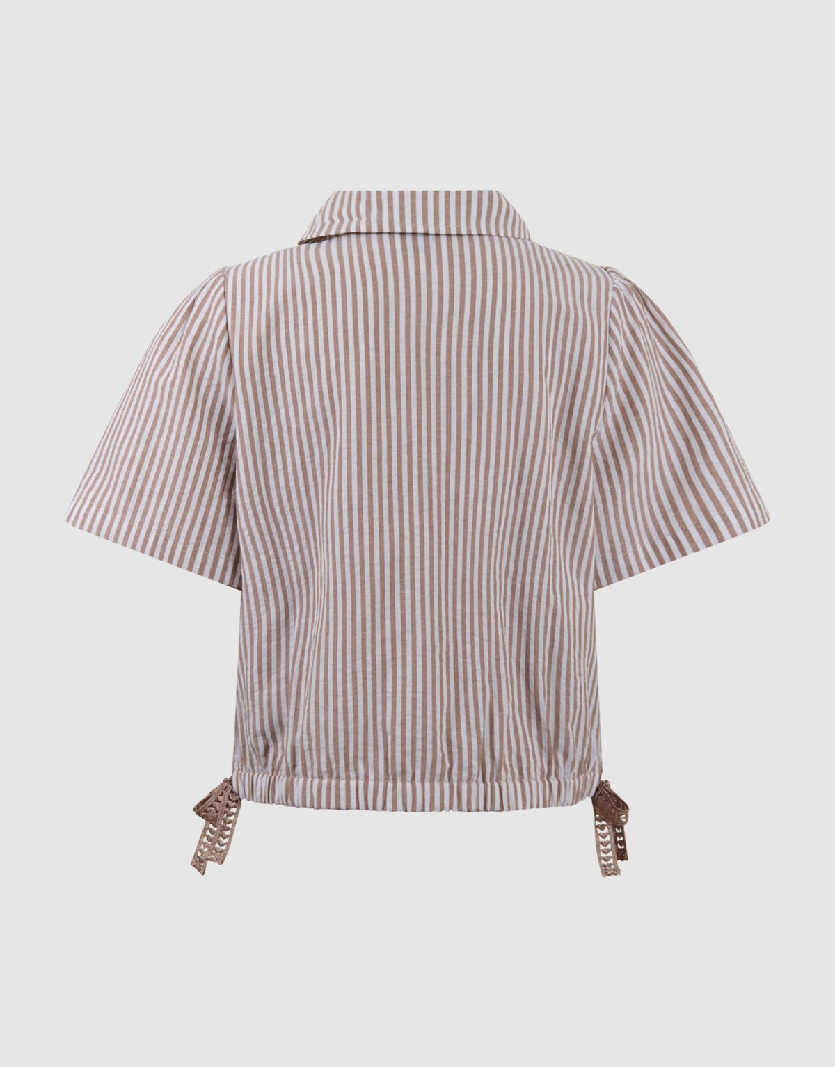 Pinstripe Embroidery Blouse Bruin SHOEBY GIRLS