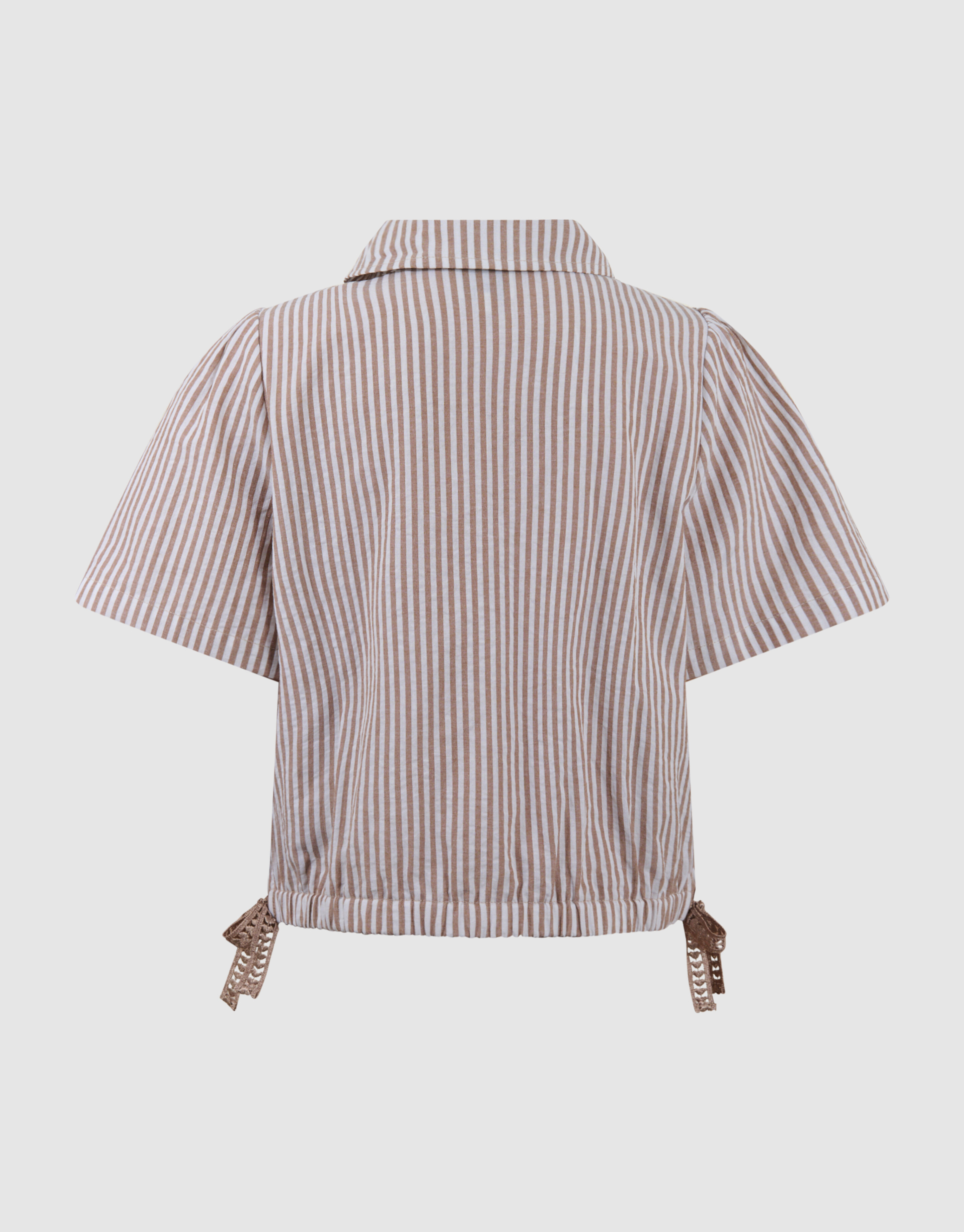 Pinstripe Embroidery Blouse Bruin SHOEBY GIRLS