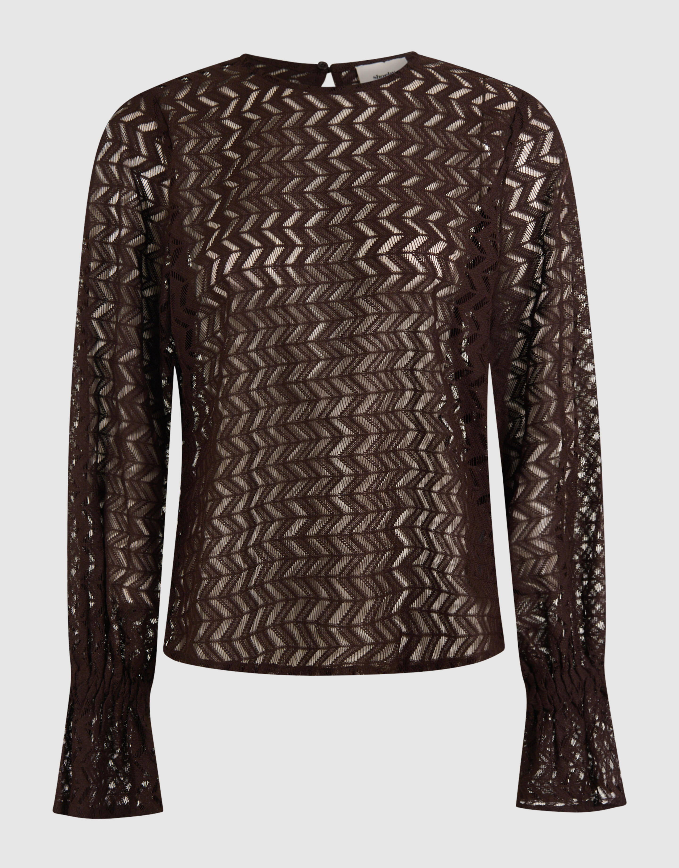 Kanten Zigzag Top Donkerbruin SHOEBY WOMEN