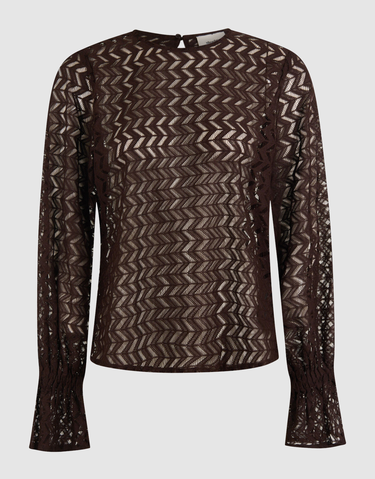 Kanten Zigzag Top Donkerbruin SHOEBY WOMEN