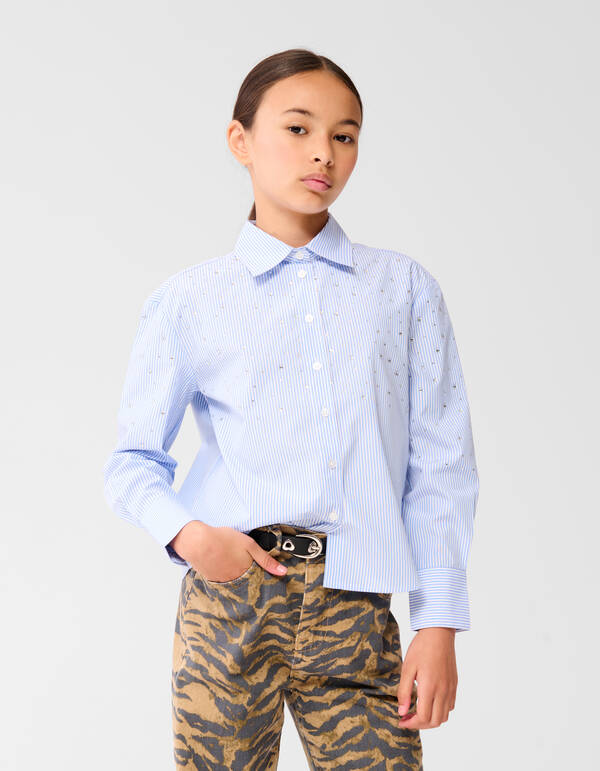 Pinstripe Strass Blouse Lichtblauw SHOEBY GIRLS