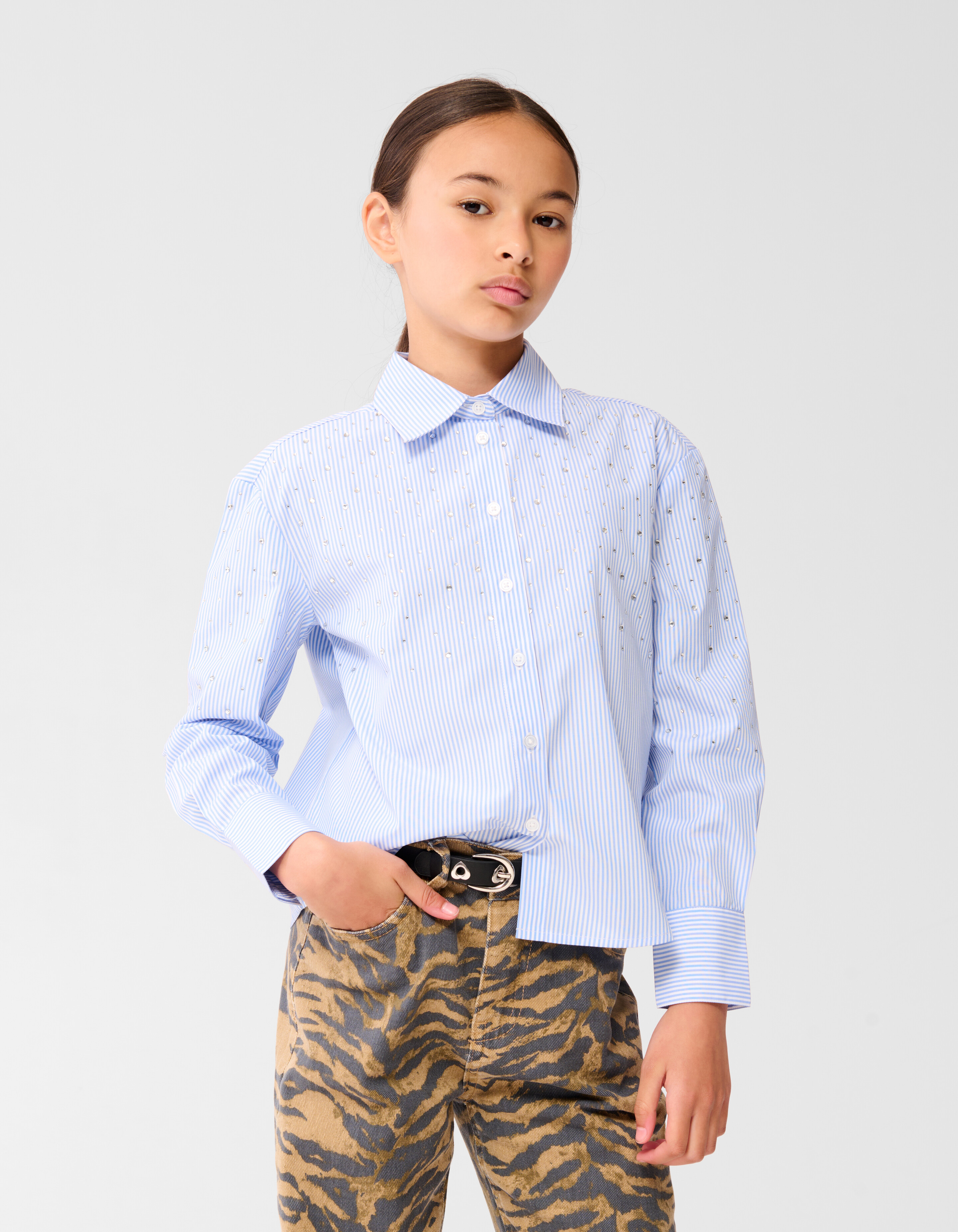 Pinstripe Strass Blouse Lichtblauw SHOEBY GIRLS